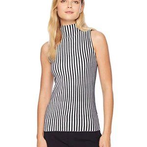 Cable & Gauge Sleeveless, Black & White, Stripes.